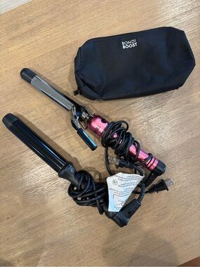 Pink and Black Hair Curling Iron Set
